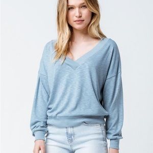 Others Follow Hannah Blue V-neck Long Sleeve Sweater Women’s Size Small
